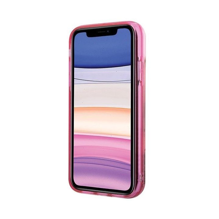 Karl Lagerfeld blizgus rožinis iPhone 11/XR dėklas su Karl galva