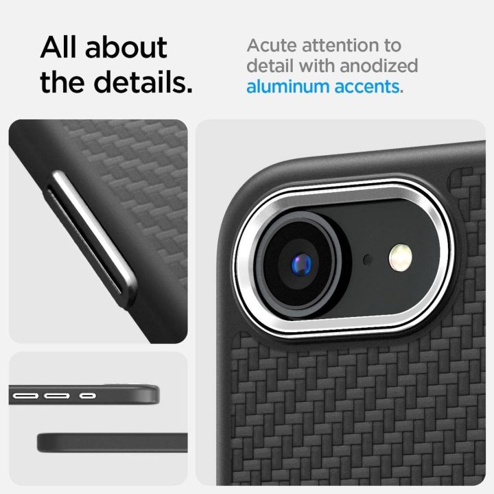 Spigen Enzo Aramid magnetinis dėklas iPhone SE 4 (2025) – juodas