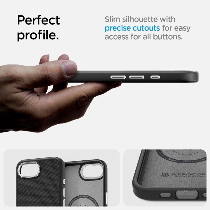 Spigen Enzo Aramid magnetinis dėklas iPhone SE 4 (2025) – juodas