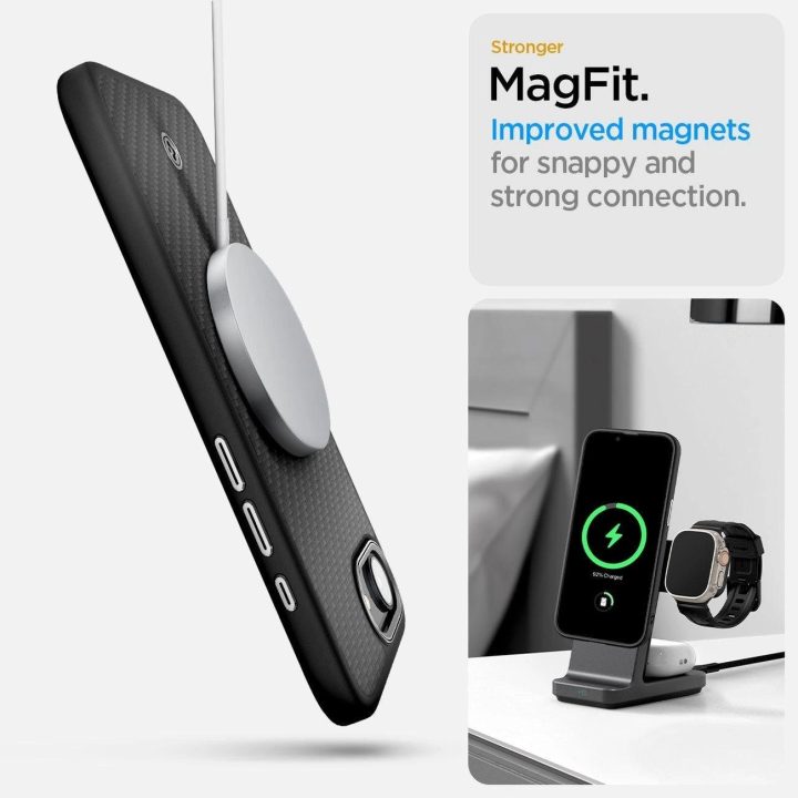 Spigen Enzo Aramid magnetinis dėklas iPhone SE 4 (2025) – juodas