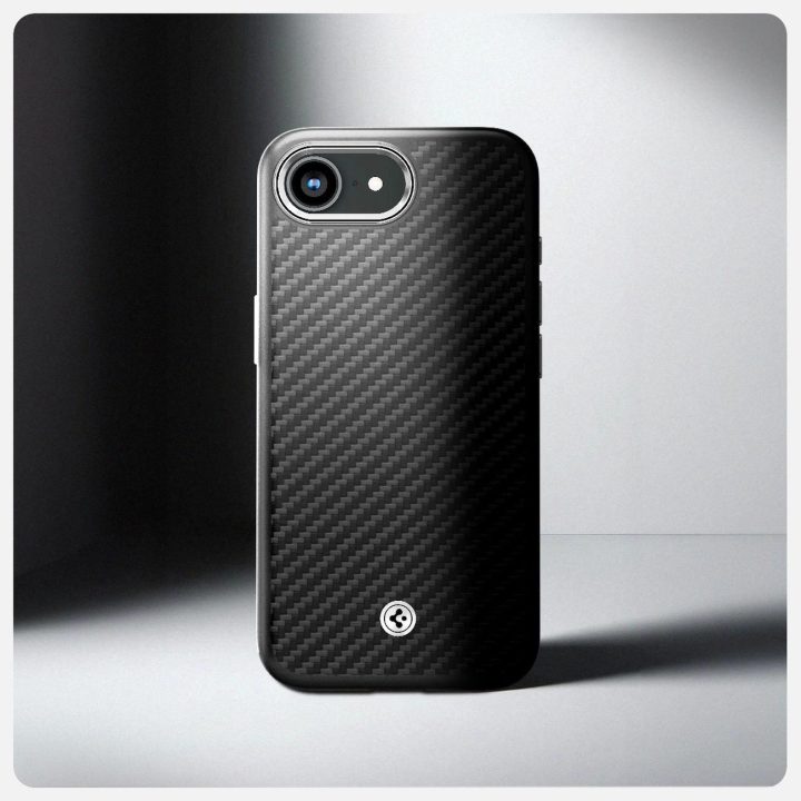 Spigen Enzo Aramid magnetinis dėklas iPhone SE 4 (2025) – juodas