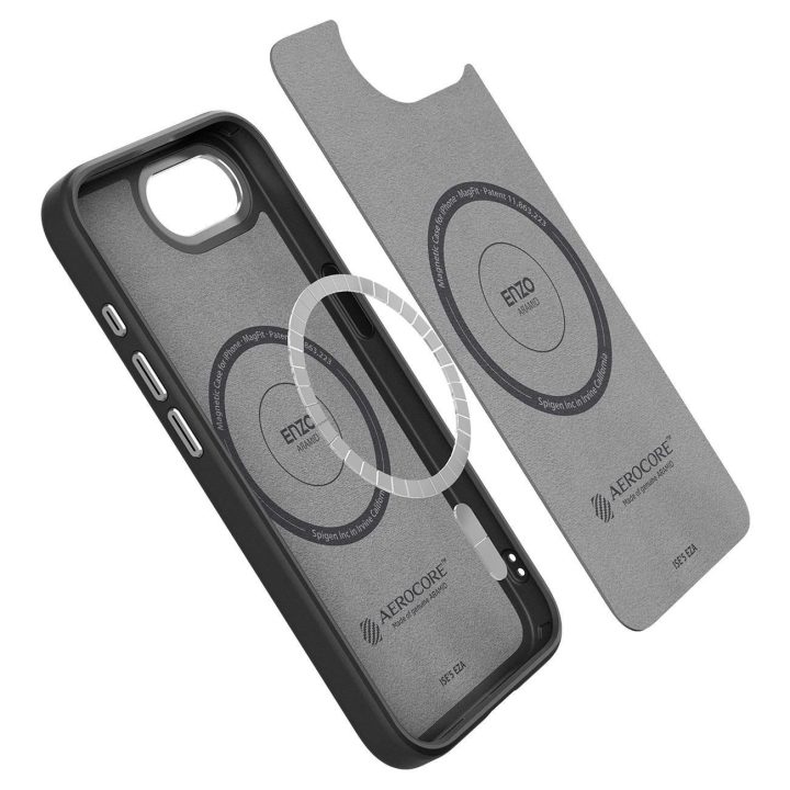 Spigen Enzo Aramid magnetinis dėklas iPhone SE 4 (2025) – juodas