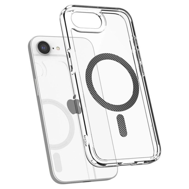 Spigen Ultra Hybrid MagSafe dėklas iPhone SE 4 (2025) – skaidrus, anglies pluošto dizainas