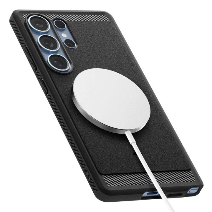 Spigen Rugged Armor magnetinis dėklas Samsung Galaxy S25 Ultra – juodas