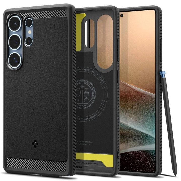 Spigen Rugged Armor magnetinis dėklas Samsung Galaxy S25 Ultra – juodas