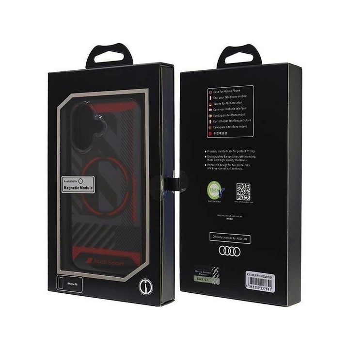 Audi IML Sport MagSafe dėklas iPhone 16 6.1 juodas – tvirtas ir stilingas