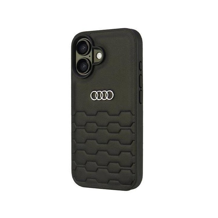 Audi sintetinės odos dėklas iPhone 16 (6.1 ) juodas – kietas viršelis
