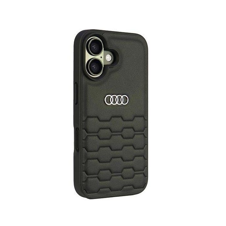 Audi sintetinės odos dėklas iPhone 16 (6.1 ) juodas – kietas viršelis
