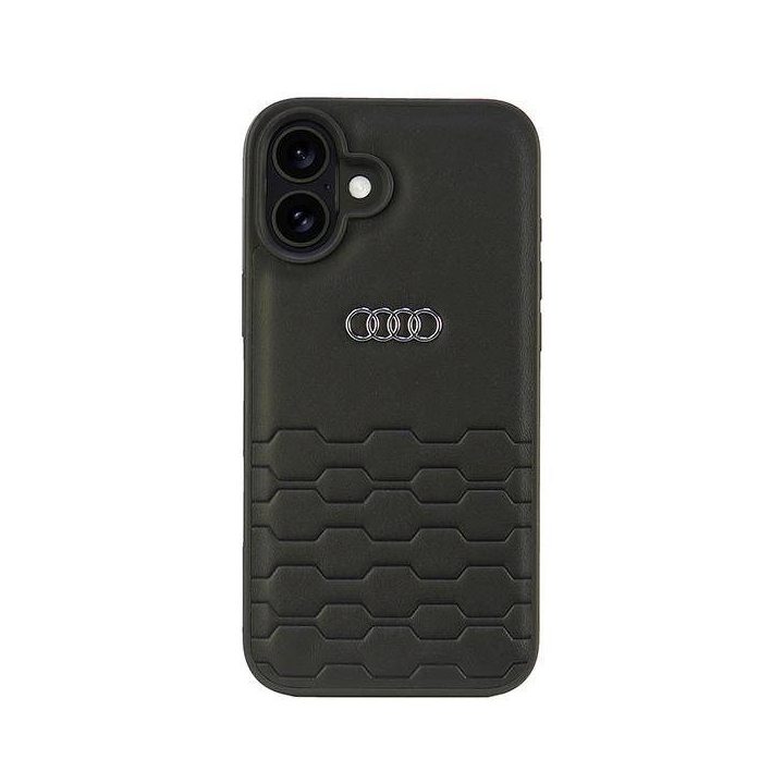 Audi sintetinės odos dėklas iPhone 16 Plus 6.7 juodas