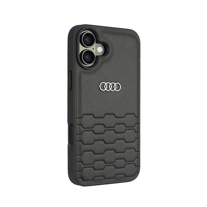 Audi sintetinės odos dėklas iPhone 16 Plus 6.7 juodas