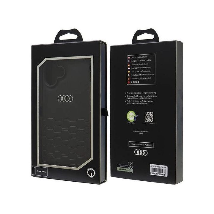 Audi sintetinės odos dėklas iPhone 16 Plus 6.7 juodas