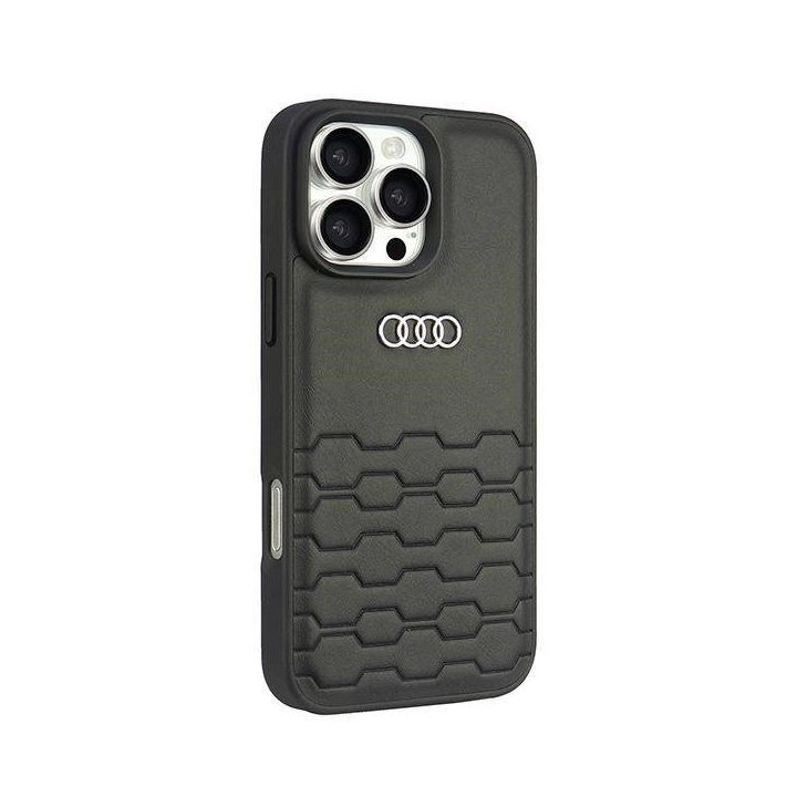 Audi sintetinės odos dėklas iPhone 16 Pro Max (juodas)