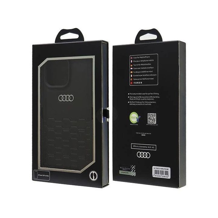 Audi sintetinės odos dėklas iPhone 16 Pro Max (juodas)
