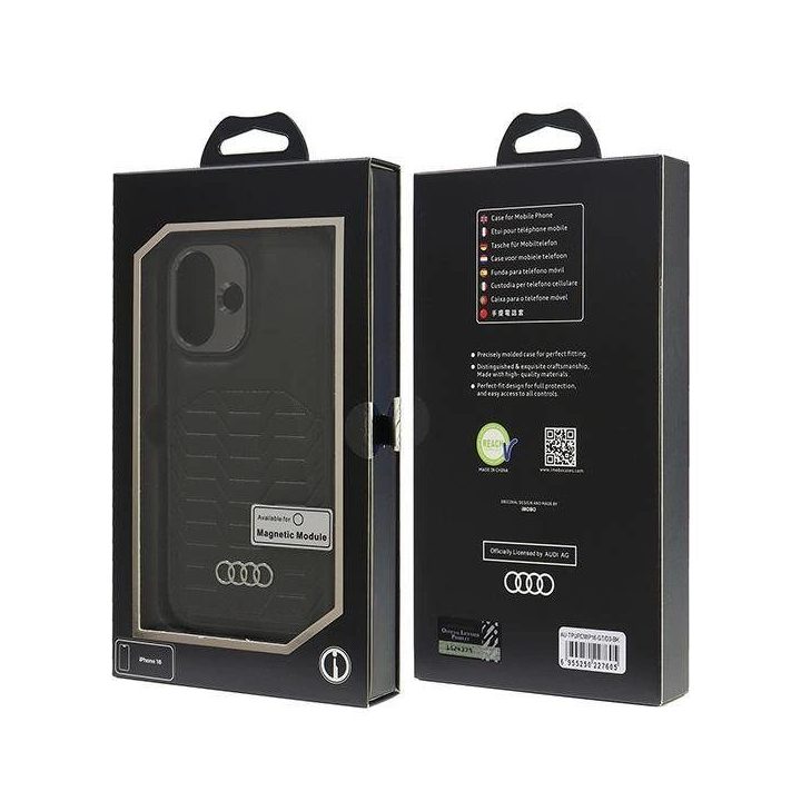 Audi sintetinės odos MagSafe dėklas iPhone 16 6.1 , juodas