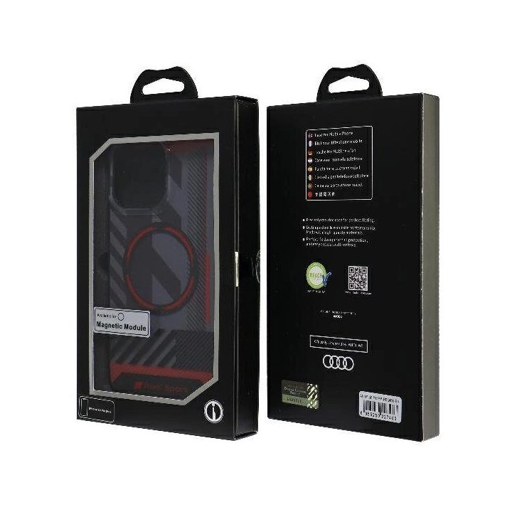 Audi sportinis MagSafe dėklas iPhone 14 Pro Max (juodas, kietas)