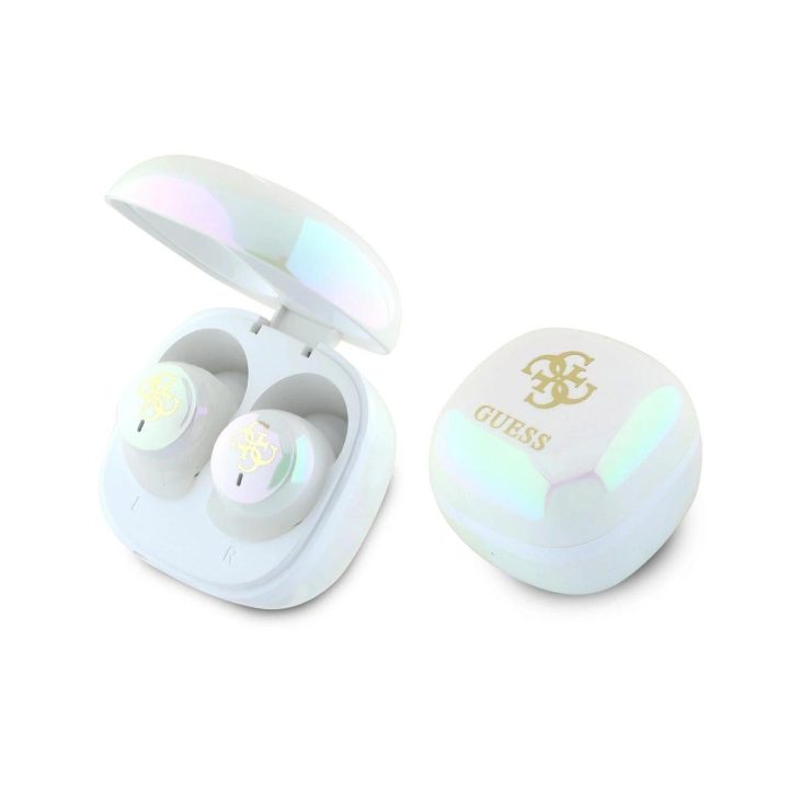 Belaidės Bluetooth ausinės Guess TWS su įkrovimo dėklu, baltos