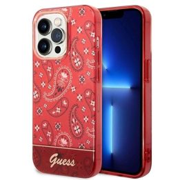Guess iPhone 14 Pro dėklas (raudonas) – Paisley raštas, kietas