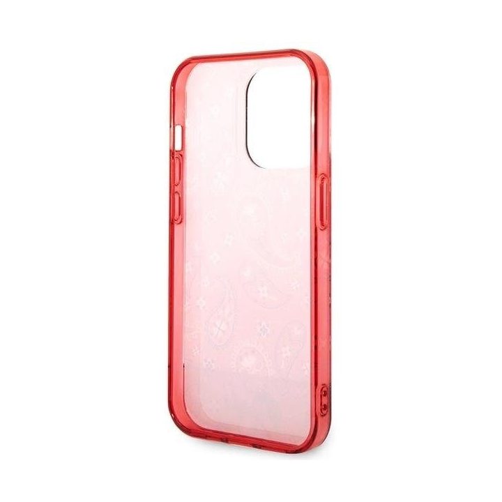 Guess iPhone 14 Pro dėklas (raudonas) – Paisley raštas, kietas