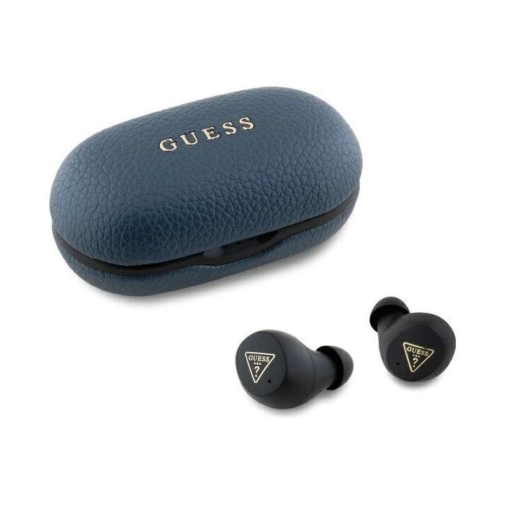 Belaidės Bluetooth ausinės Guess TWS su įkrovimo stotele – mėlynos