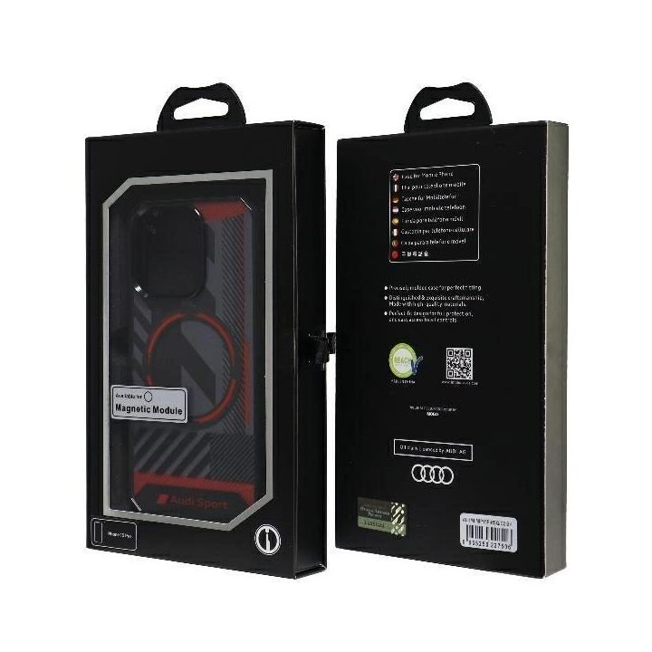 Audi sportinis MagSafe dėklas iPhone 15 Pro (6.1 ) – juodas, kietas