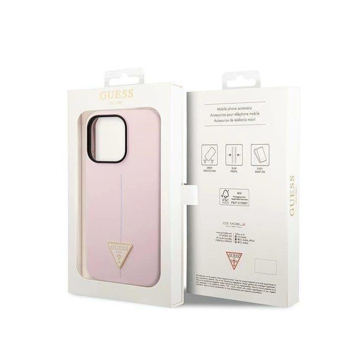Guess silikoninis trikampis dėklas iPhone 14 Pro 6.1 – violetinis