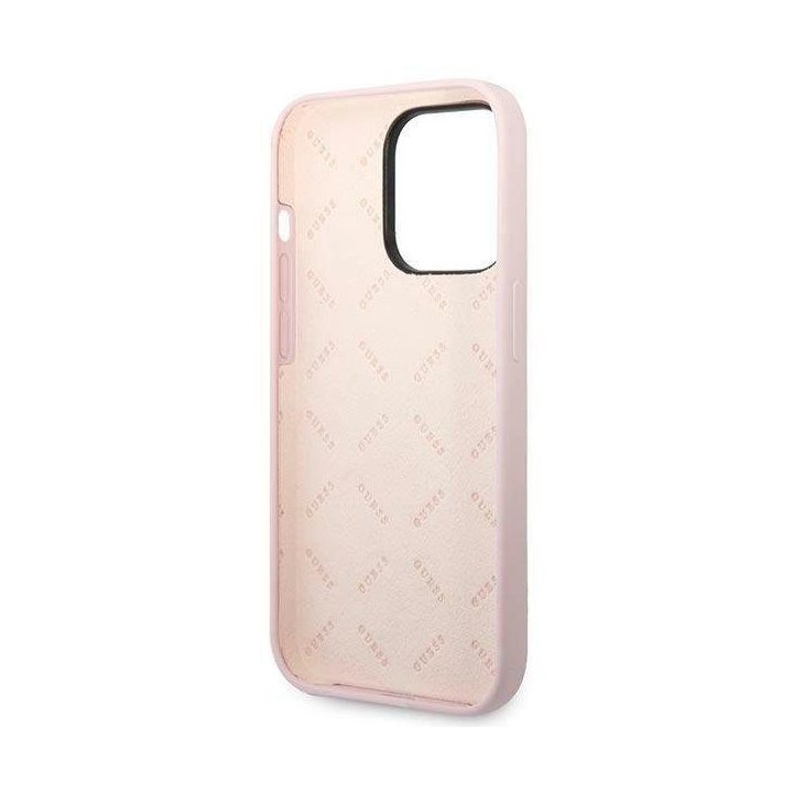 Guess silikoninis trikampis dėklas iPhone 14 Pro 6.1 – violetinis