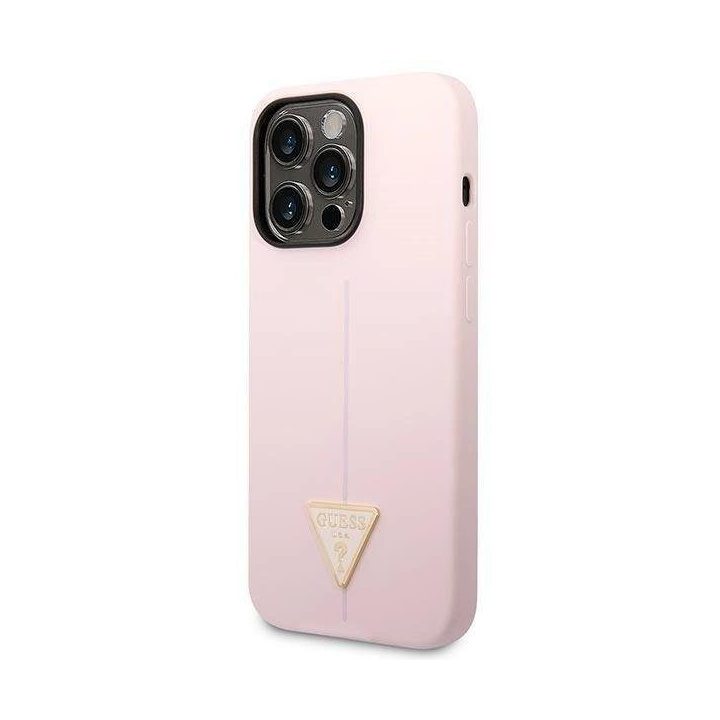 Guess silikoninis trikampis dėklas iPhone 14 Pro 6.1 – violetinis