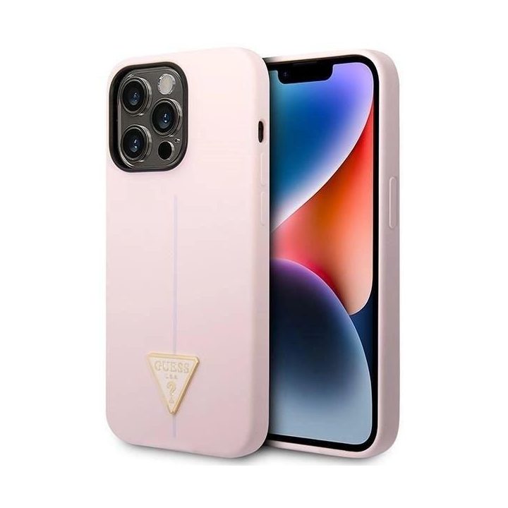 Guess silikoninis trikampis dėklas iPhone 14 Pro 6.1 – violetinis