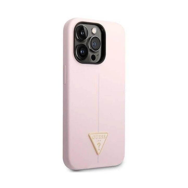 Guess silikoninis trikampis dėklas iPhone 14 Pro 6.1 – violetinis