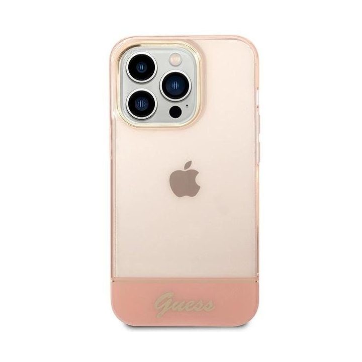 Guess permatomas iPhone 14 Pro Max (6.7 ) dėklas – rožinis