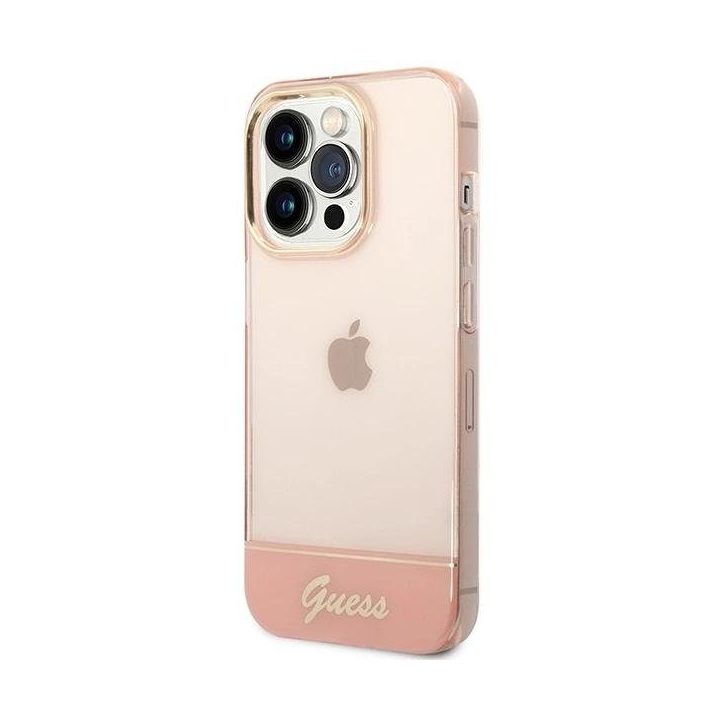 Guess permatomas iPhone 14 Pro Max (6.7 ) dėklas – rožinis