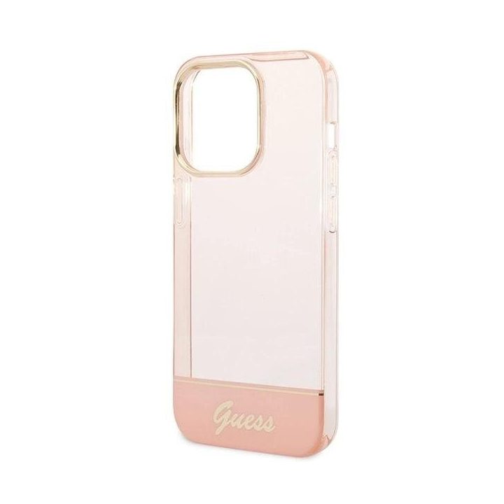 Guess permatomas iPhone 14 Pro Max (6.7 ) dėklas – rožinis