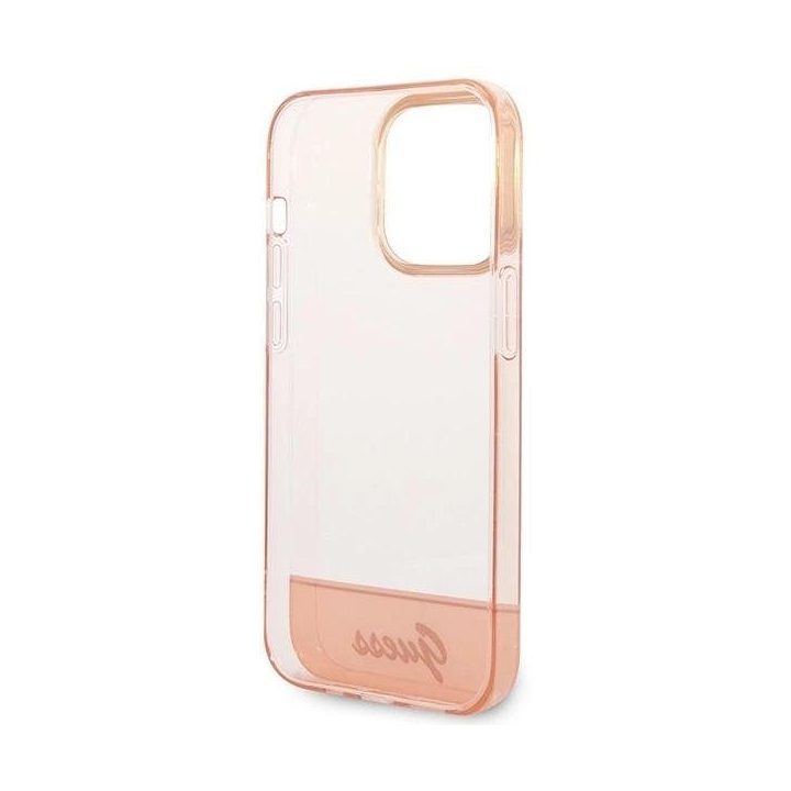 Guess permatomas iPhone 14 Pro Max (6.7 ) dėklas – rožinis