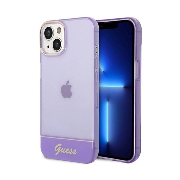 Guess permatomas iPhone 14 (6.1 ) dėklas – violetinis