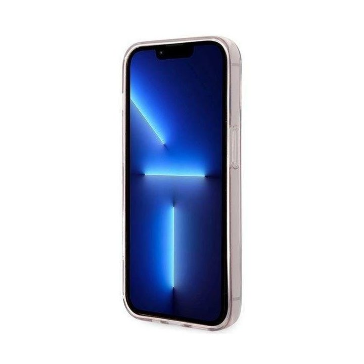 Karl Lagerfeld iPhone 14 Pro dėklas – rožinis, skaidrus, Choupette dizainas