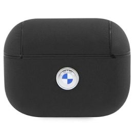 BMW originali odinė AirPods Pro 2 dėklas (juodas, sidabrinis logotipas)