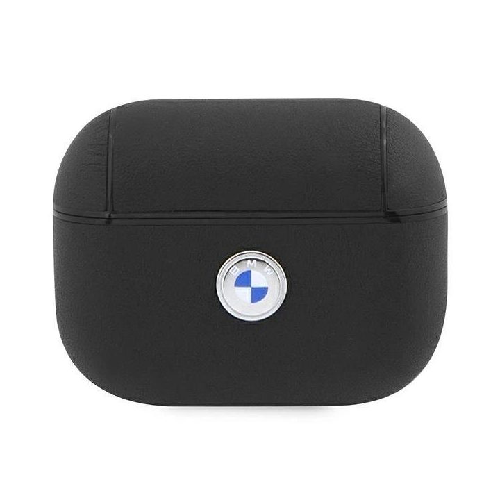 BMW originali odinė AirPods Pro 2 dėklas (juodas, sidabrinis logotipas)
