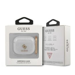 Guess AirPods 3 dėklas – permatomas blizgus dizainas