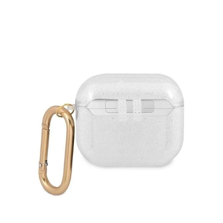Guess AirPods 3 dėklas – permatomas blizgus dizainas