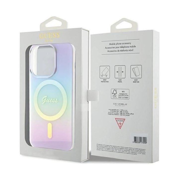 Guess iPhone 15 Pro 6.1 violetinis dėklas su MagSafe