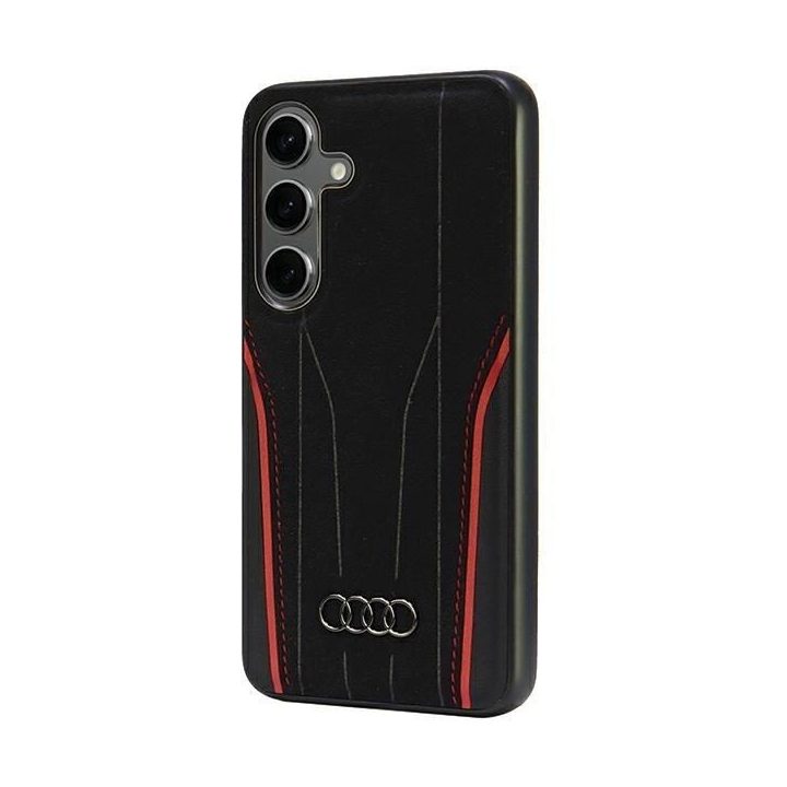 Audi originalus odinis MagSafe dėklas, juodai raudonas (S24)