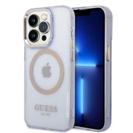 Guess auksinio kontūro permatomas MagSafe dėklas iPhone 14 Pro Max 6.7 – violetinis