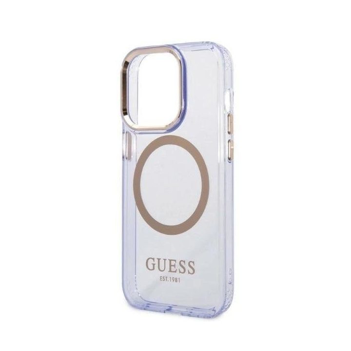 Guess auksinio kontūro permatomas MagSafe dėklas iPhone 14 Pro Max 6.7 – violetinis