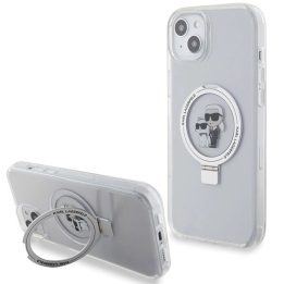 Karl Lagerfeld iPhone 15 Plus/14 Plus dėklas su stovu ir MagSafe – baltas