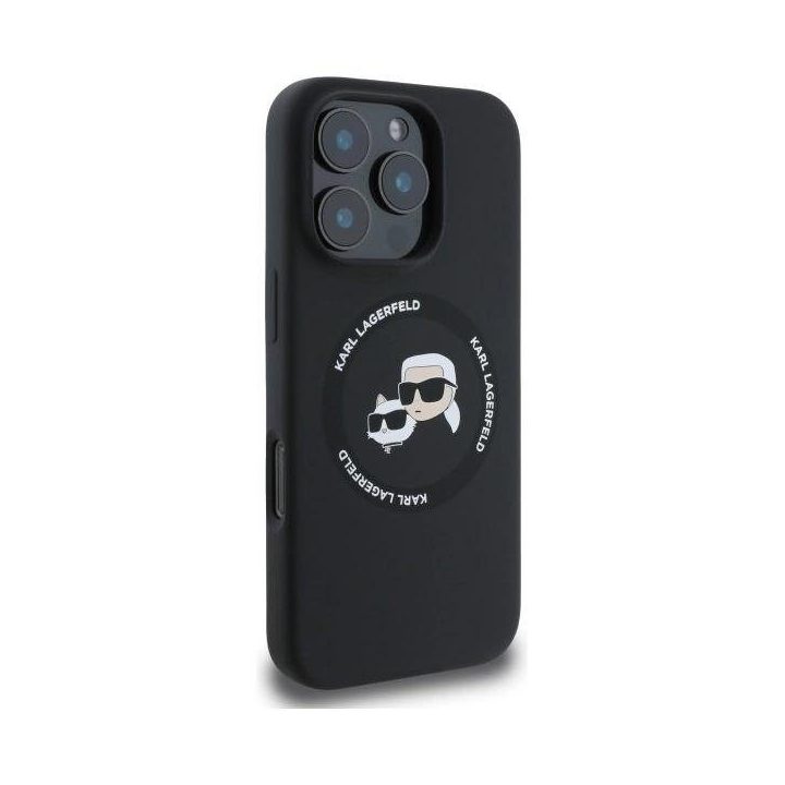Karl Lagerfeld silikoninis dėklas iPhone 16 Pro Max (6.9 ) su MagSafe – juodas, Karl & Choupette dizainas