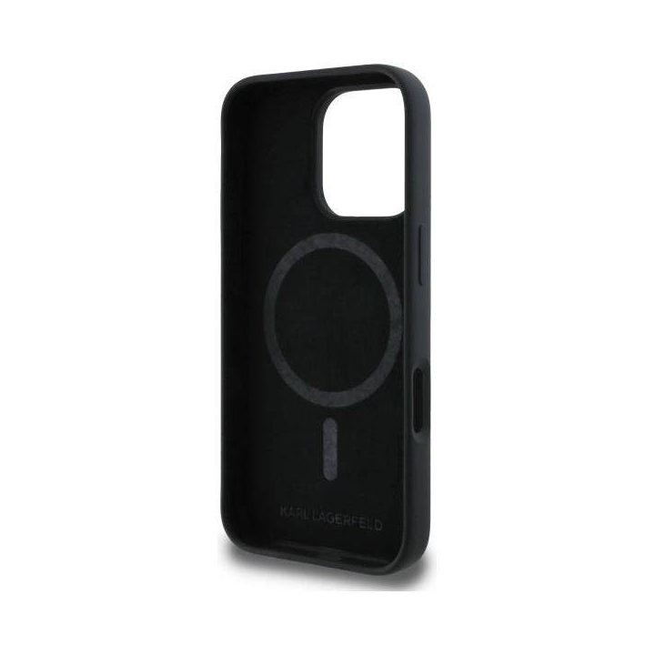 Karl Lagerfeld silikoninis dėklas iPhone 16 Pro Max (6.9 ) su MagSafe – juodas, Karl & Choupette dizainas