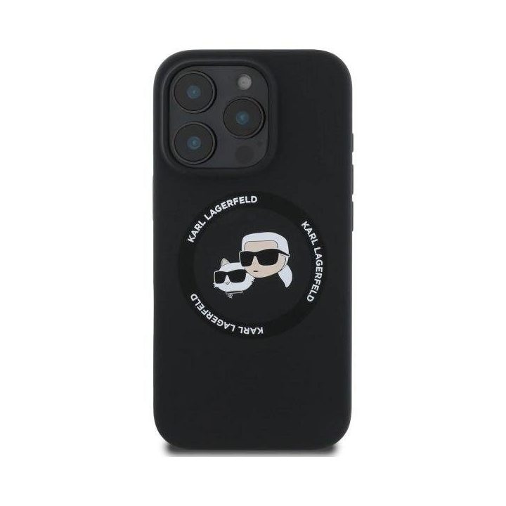 Karl Lagerfeld silikoninis dėklas iPhone 16 Pro Max (6.9 ) su MagSafe – juodas, Karl & Choupette dizainas
