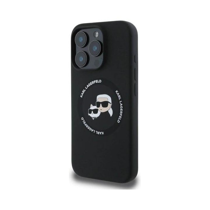 Karl Lagerfeld silikoninis dėklas iPhone 16 Pro Max (6.9 ) su MagSafe – juodas, Karl & Choupette dizainas