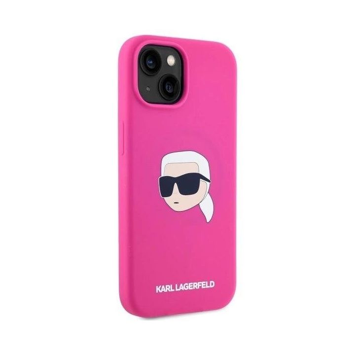 Karl Lagerfeld iPhone 15 (6.1 ) silikoninis dėklas su MagSafe, fuksija