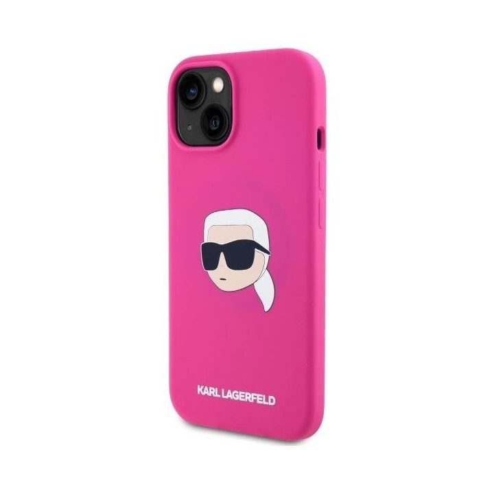 Karl Lagerfeld iPhone 15 (6.1 ) silikoninis dėklas su MagSafe, fuksija